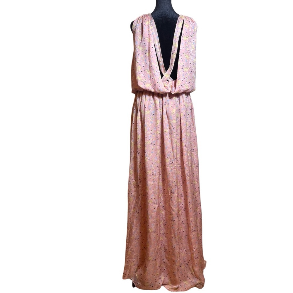 Eywasouls Malibu Jessica Maxi Dress – 100% Silk Nude Millefleur – Size M/L NWT